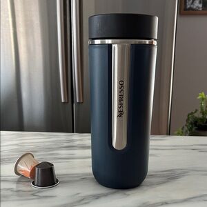 Nespresso Nomad Travel Mug; Dark Blue & Stainless-Steel; Large 540mL, 18oz